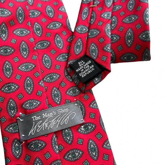 Lord & Taylor Red Geometric Silk Tie - Picture 3 of 3
